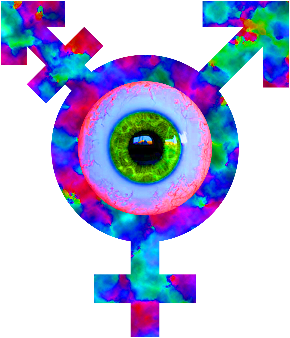 the xxxy logo, a transgender symbol with an eyeball in the middle